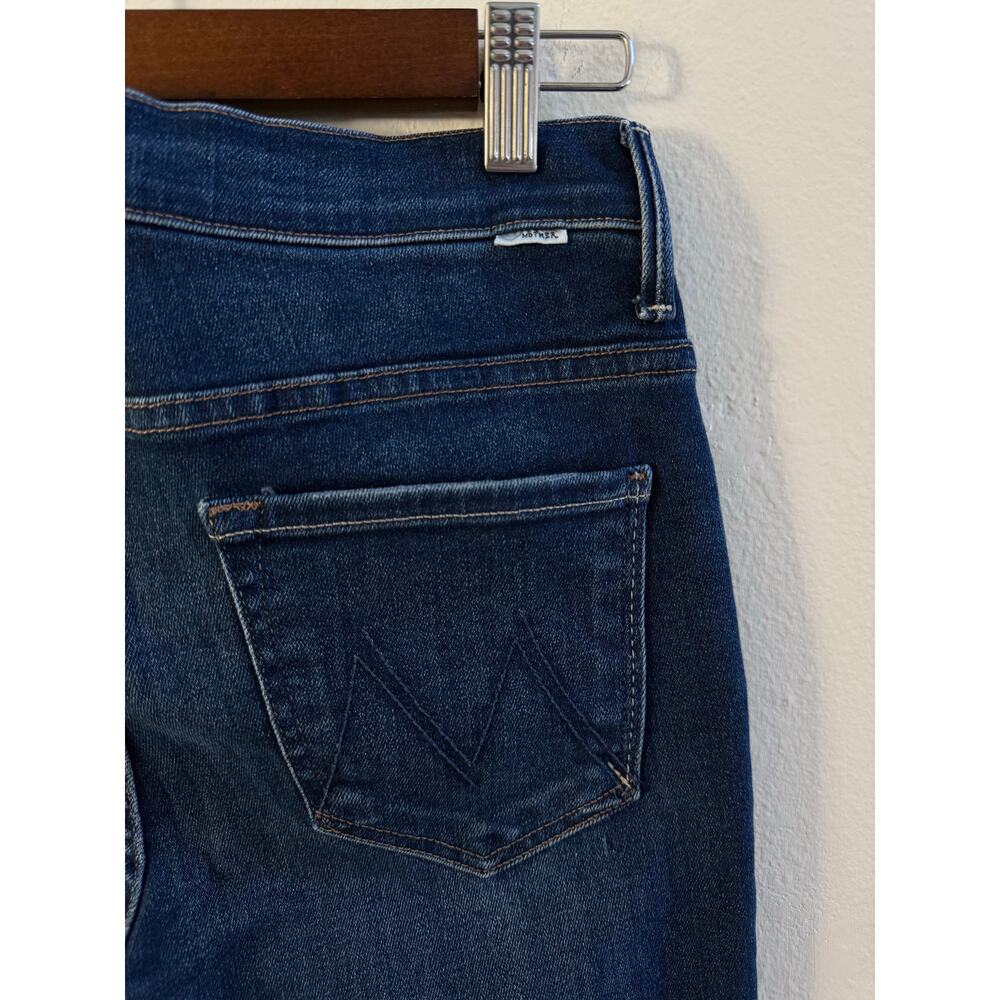 MOTHER Insider Ankle Fray Sweet Lime Dark Wash Cropped Jeans size 28 EUC - Picture 4 of 14